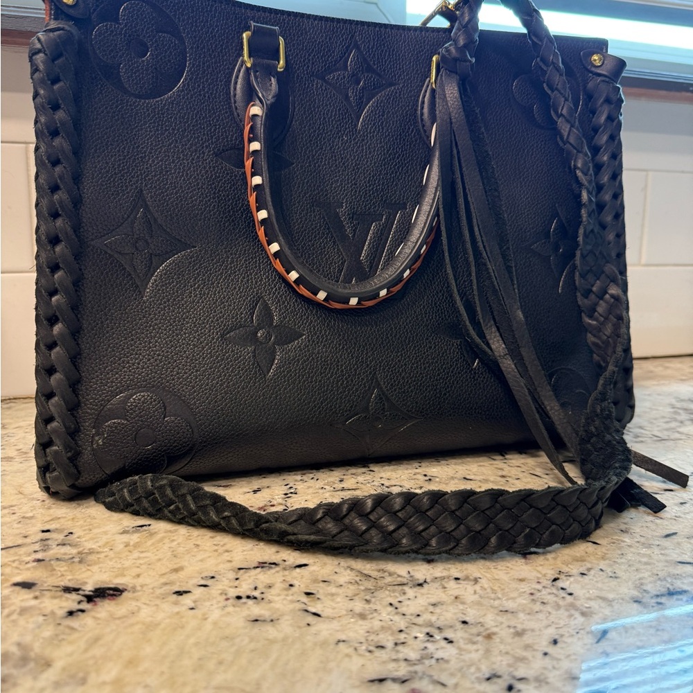 Louis Vuitton Black Monogram Tote with Braided Handles